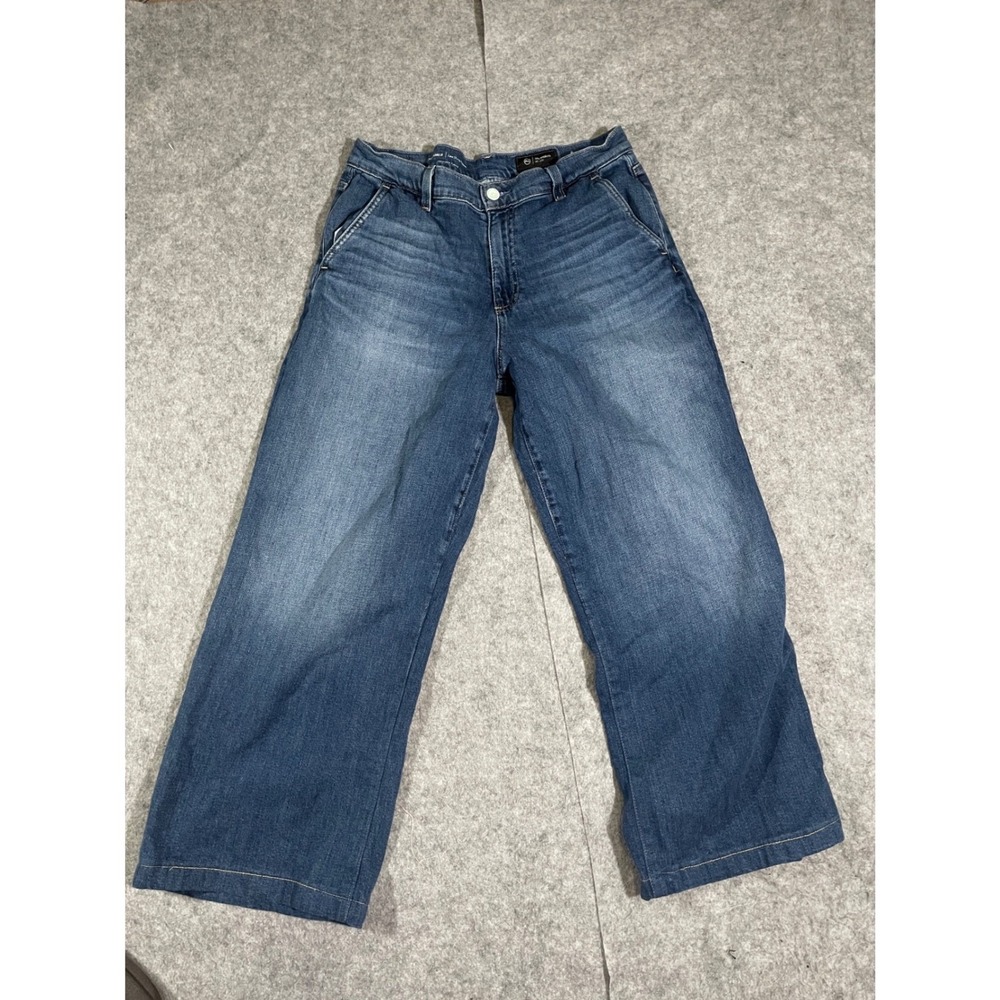 AG Adriano Goldschmied Stella Ankle Jeans 31 Blue Wide Leg Japanese Fabric